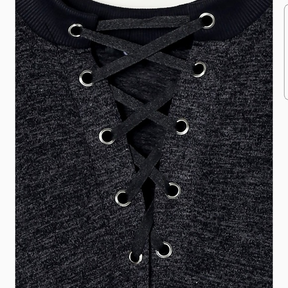 Solid Lace-Up Sweater - Picture 4 of 5